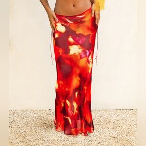 Rat & Boa Fantini Skirt, Color: red/orange, Size: Small